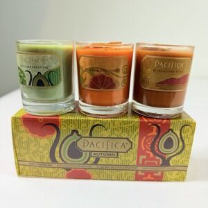 NEW Pacifica "Autumn" Scent Soy Votive Candle Trio 3 oz Discontinued NOS Retired